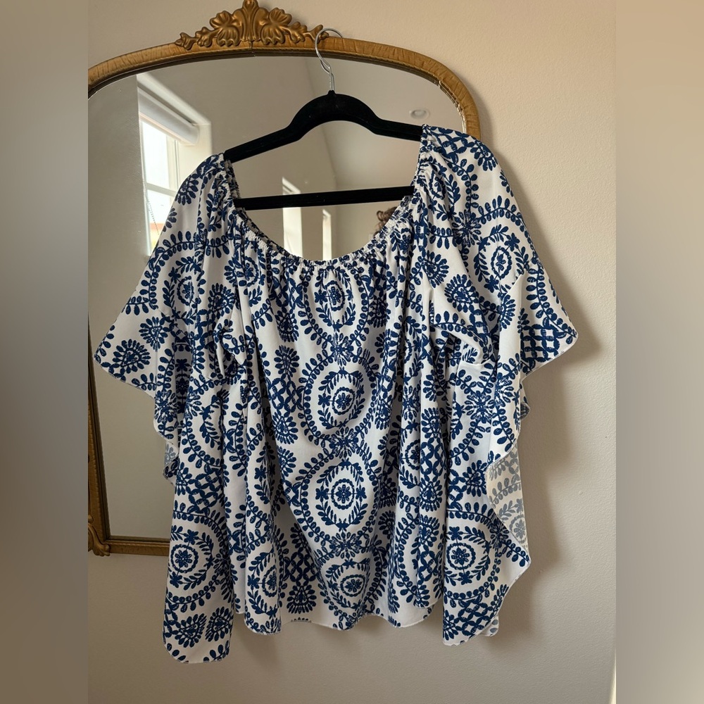 Plus size long sleeve off the shoulder blouse